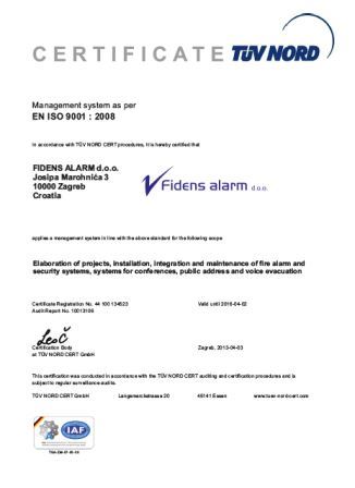 Fidens alarm ISO9001 eng